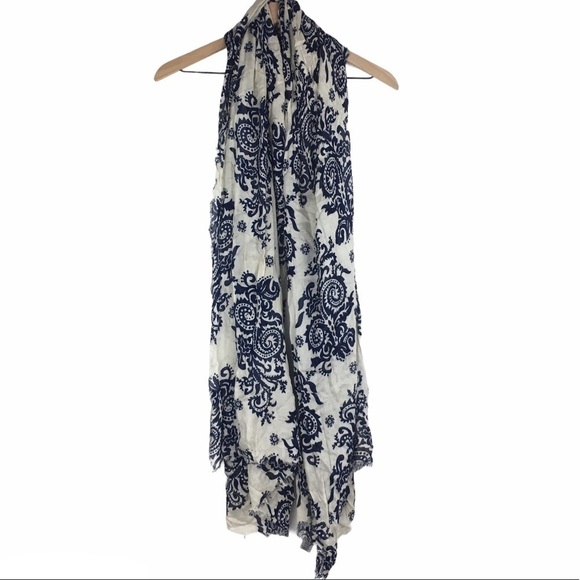 2 Scarf Lot FOREVER 21 Floral Paisley Sheer Fringe Tribal Southwestern Boho Cozy - Picture 7 of 16